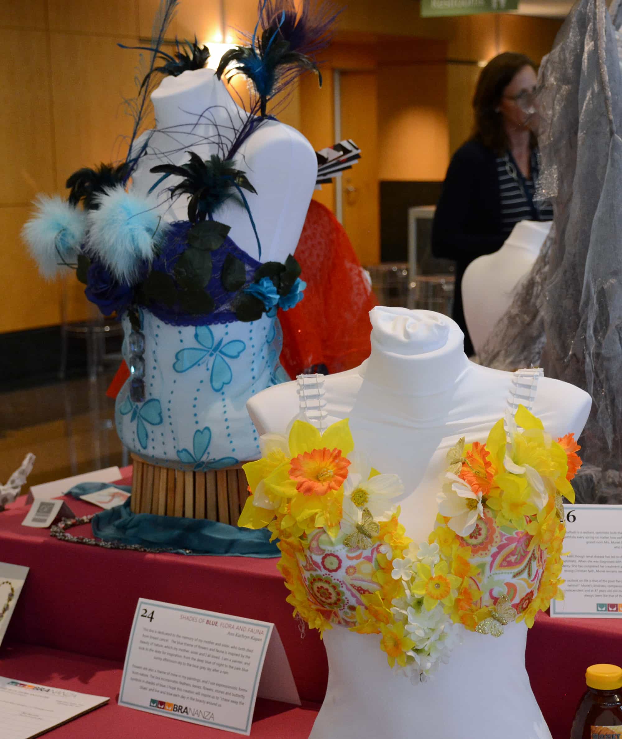 Some of the fun and froth featured on bra creations that were all up for auction