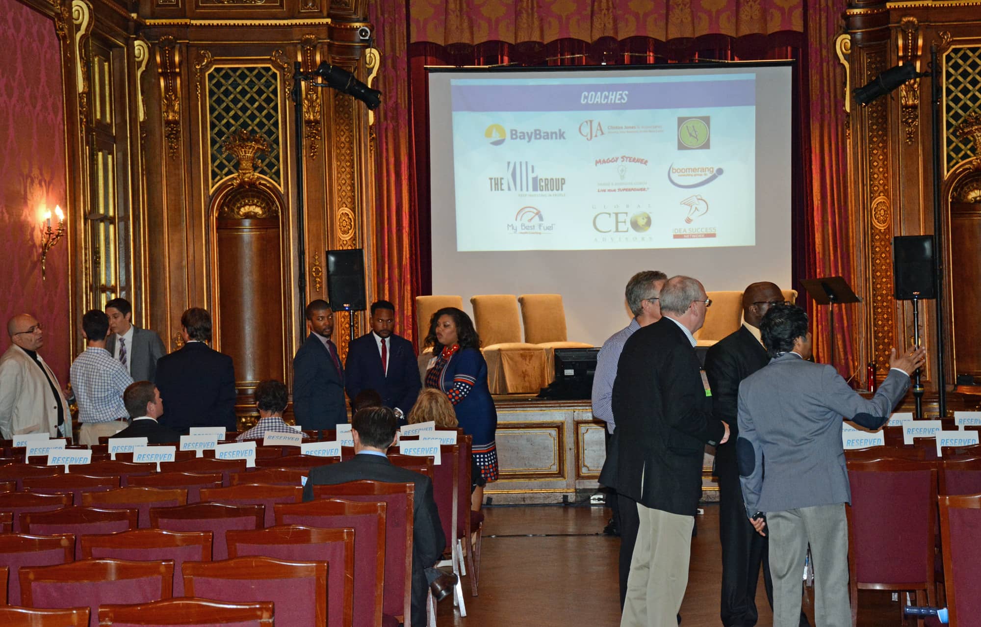 Some participants prepare for the evening's taping at the Engineer's Club.