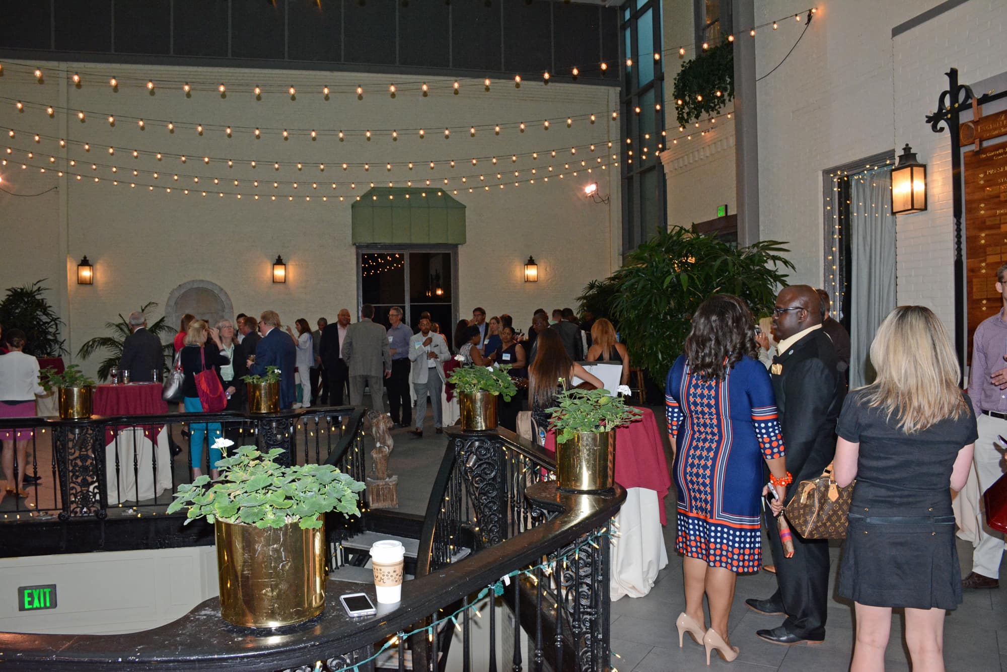 Participants and audience members had a chance to mingle during a cocktail hour in the Engineer's Club courtyard.