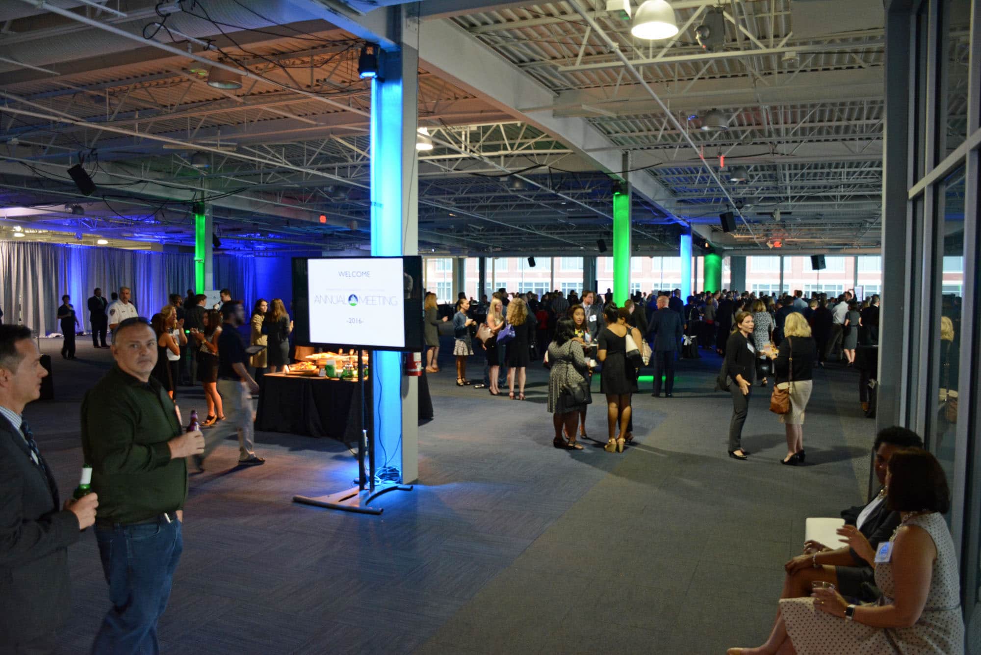 Food stations, bars and dramatic lighting created cool environs for the meet-and-greet.