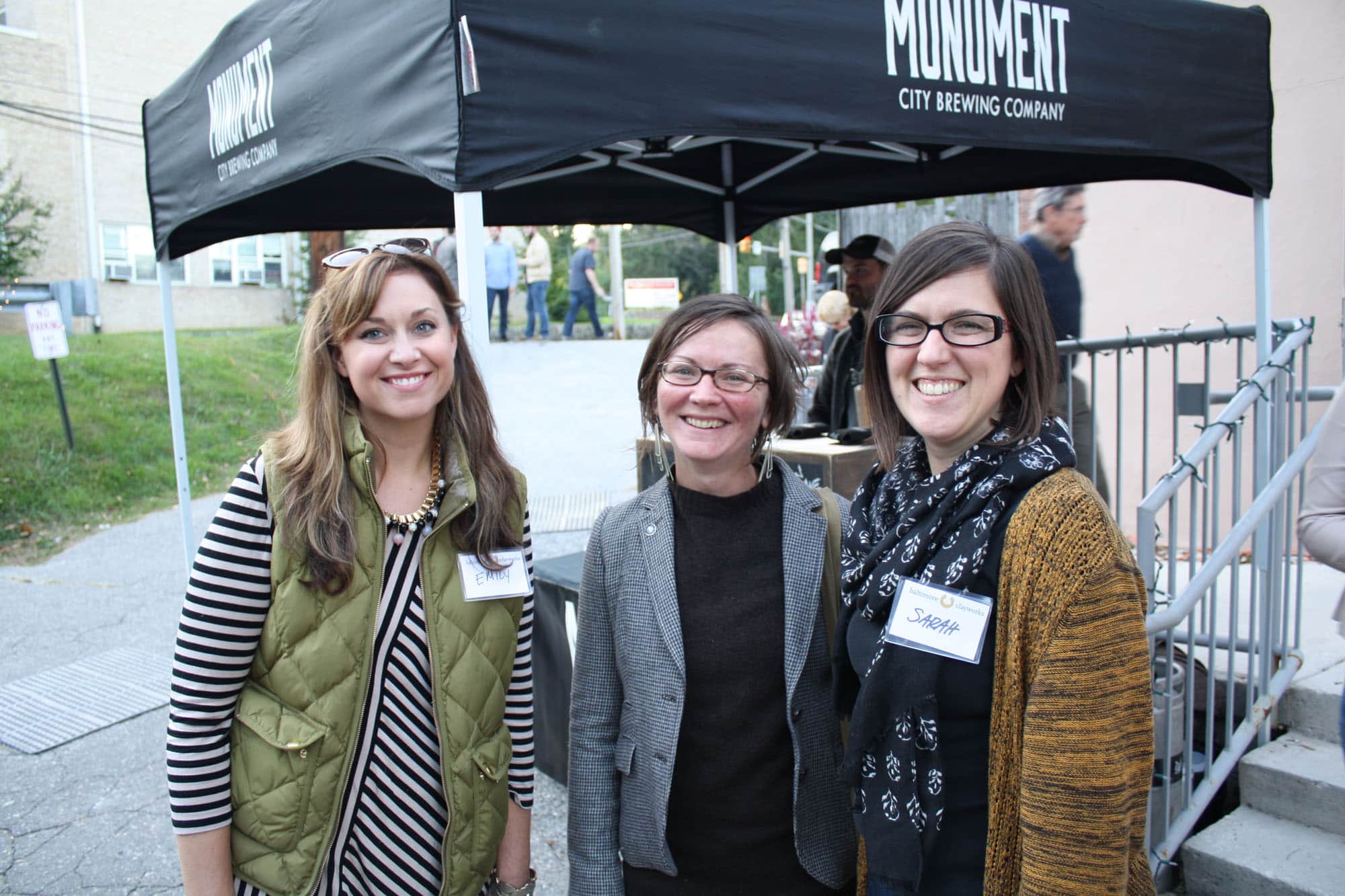 Pictured (LtoR) Emily Sollenberger, Baltimore Clayworks development director; Mirian April Glebes, Baltimore Mobile Community Brick Factory founder; and Sarah McCann, Baltimore Clayworks executive director (Photo courtesy KC Corbett, Clayworks marketing coordinator)