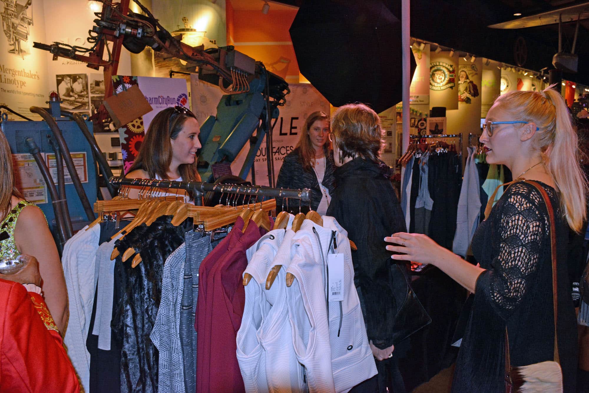 Guests could peruse the offerings of a number of vendors while they awaited the fashion show, the night's main event.