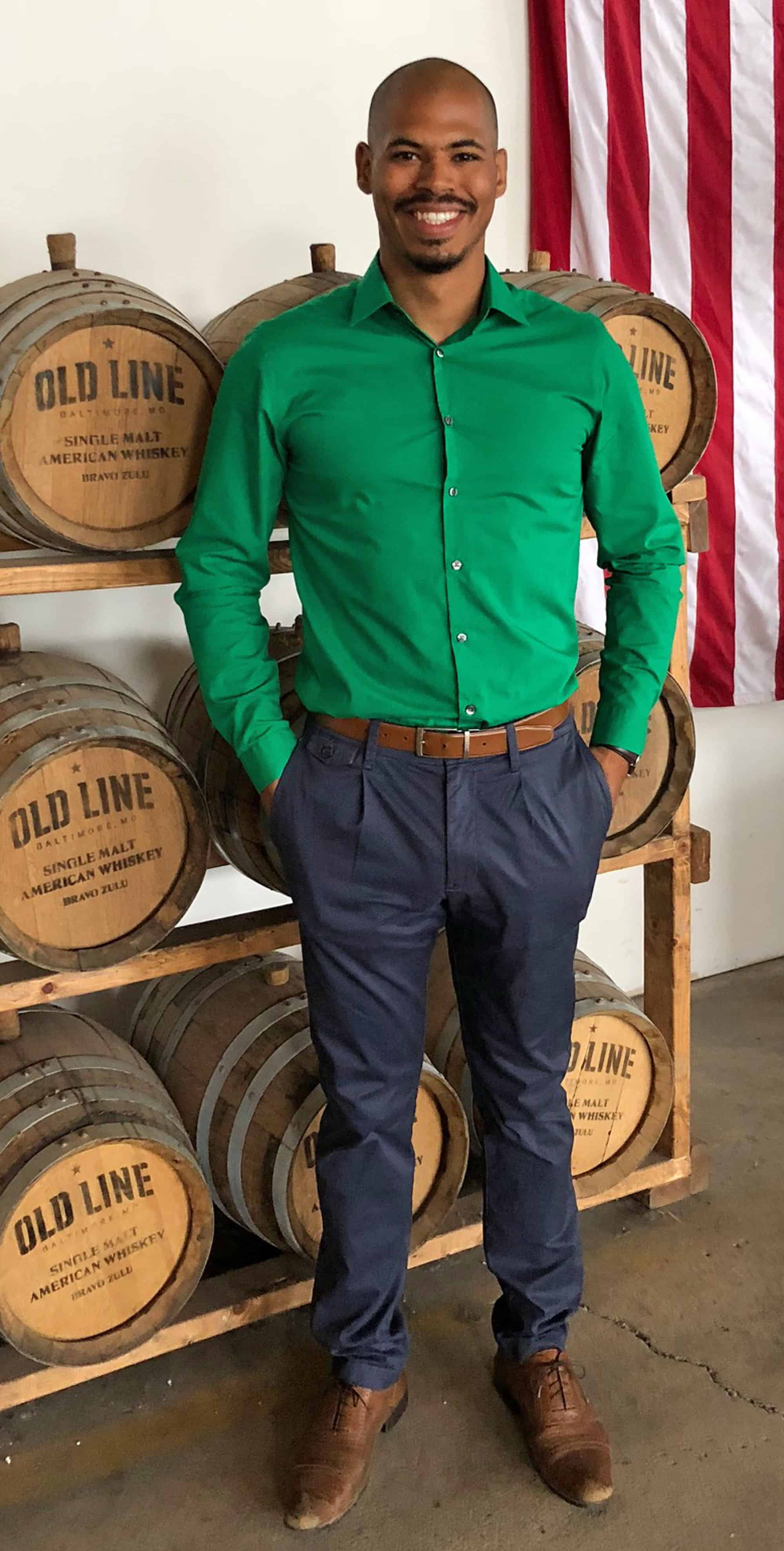 Green shirt with blue pants hotsell